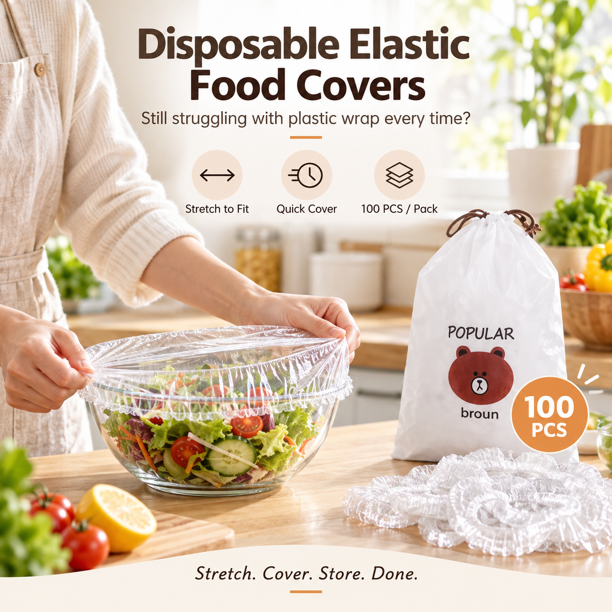 🔥Buy 2 Get 1 Free Now ✨Disposable Food Covers Fresh Keeping Bags (100pcs)🌿