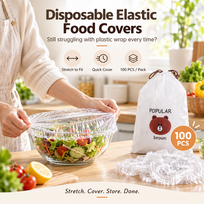 🔥Buy 2 Get 1 Free Now ✨Disposable Food Covers Fresh Keeping Bags (100pcs)🌿
