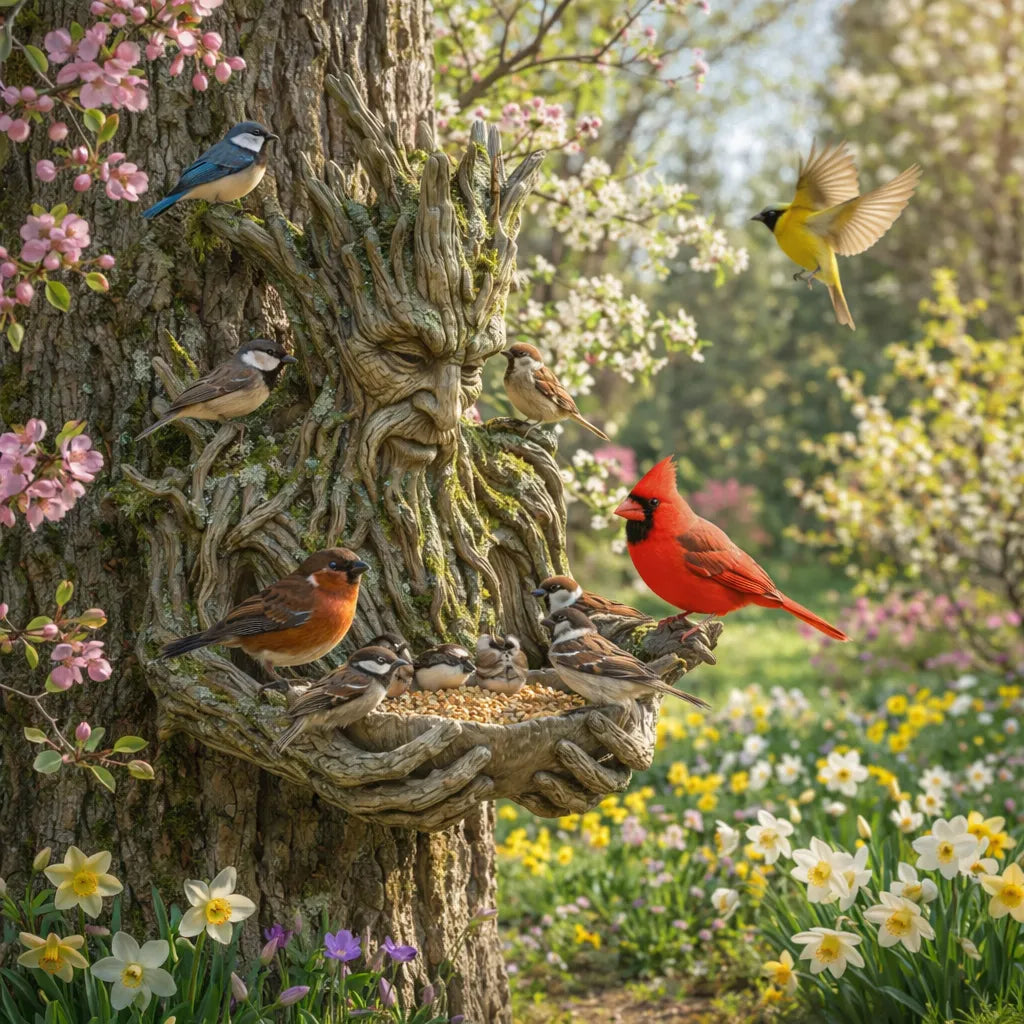 🔥 Garden Best Seller 🐦 Tree Spirit Bird Feeder – Outdoor Resin Decor 🌿
