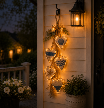 🤎 LED Hanging Heart Wall Decor – Warm Glowing Rustic Home Accent ✨
