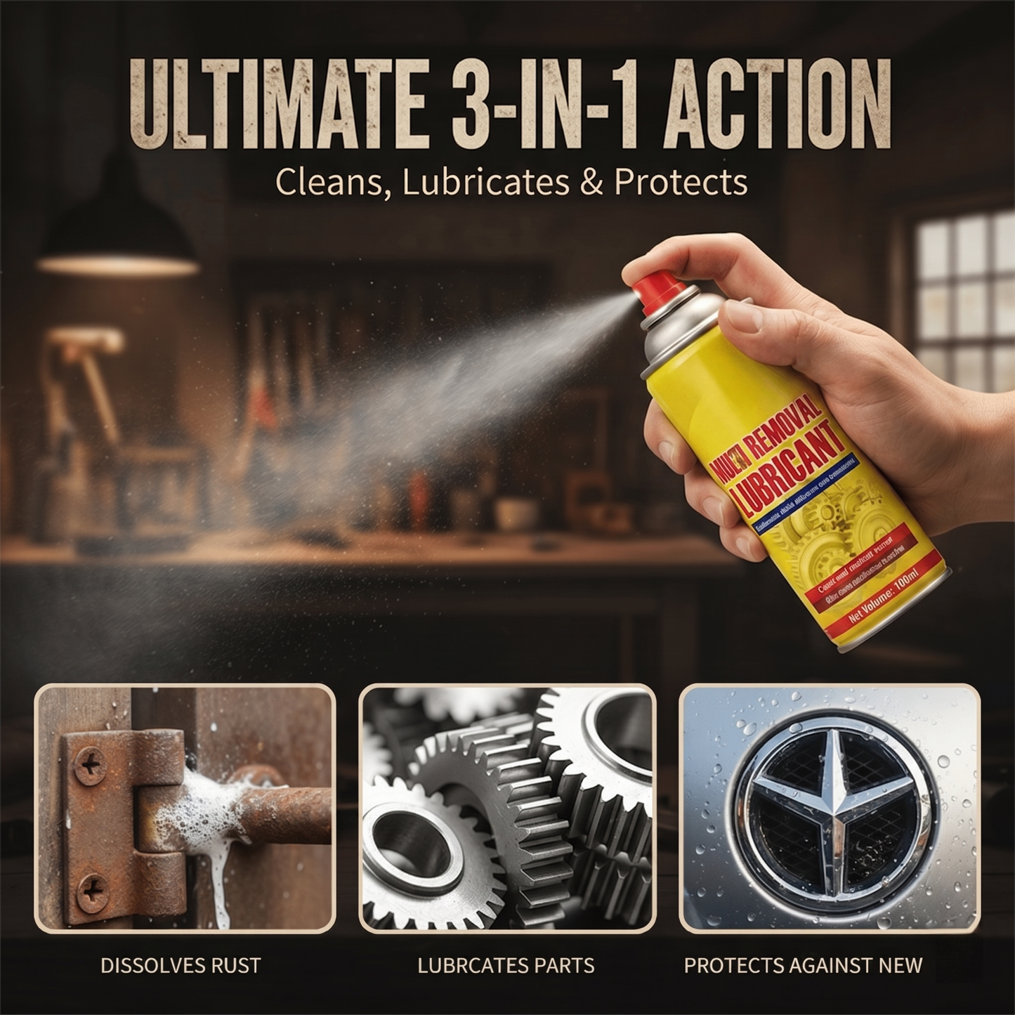 🧽 Rust Remover Spray | Gentle Metal Cleaner for Machine Parts, Rust Removal & Shine Restoration