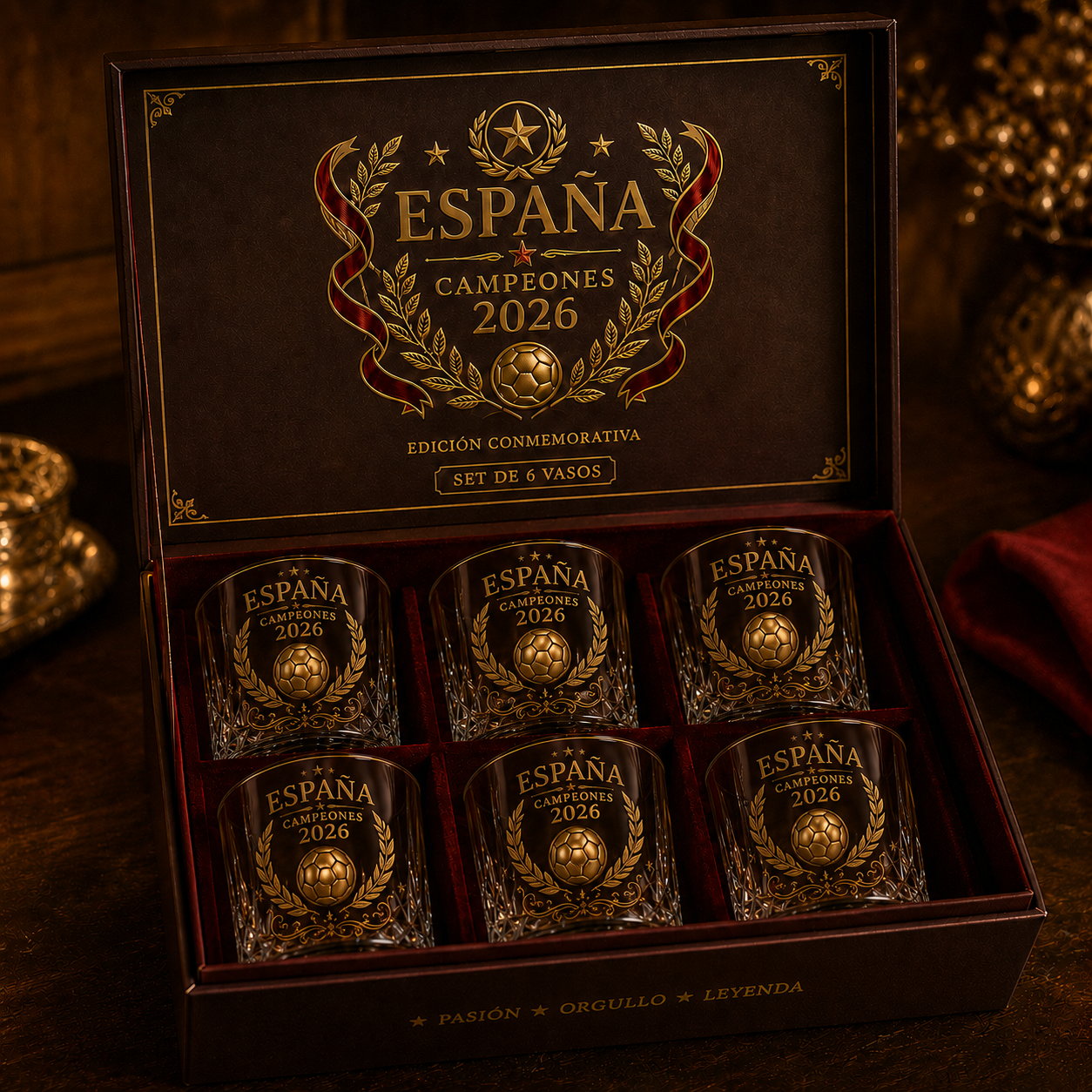 🏆España Campeones 2026 Commemorative Whiskey Decanter & Glassware Collection