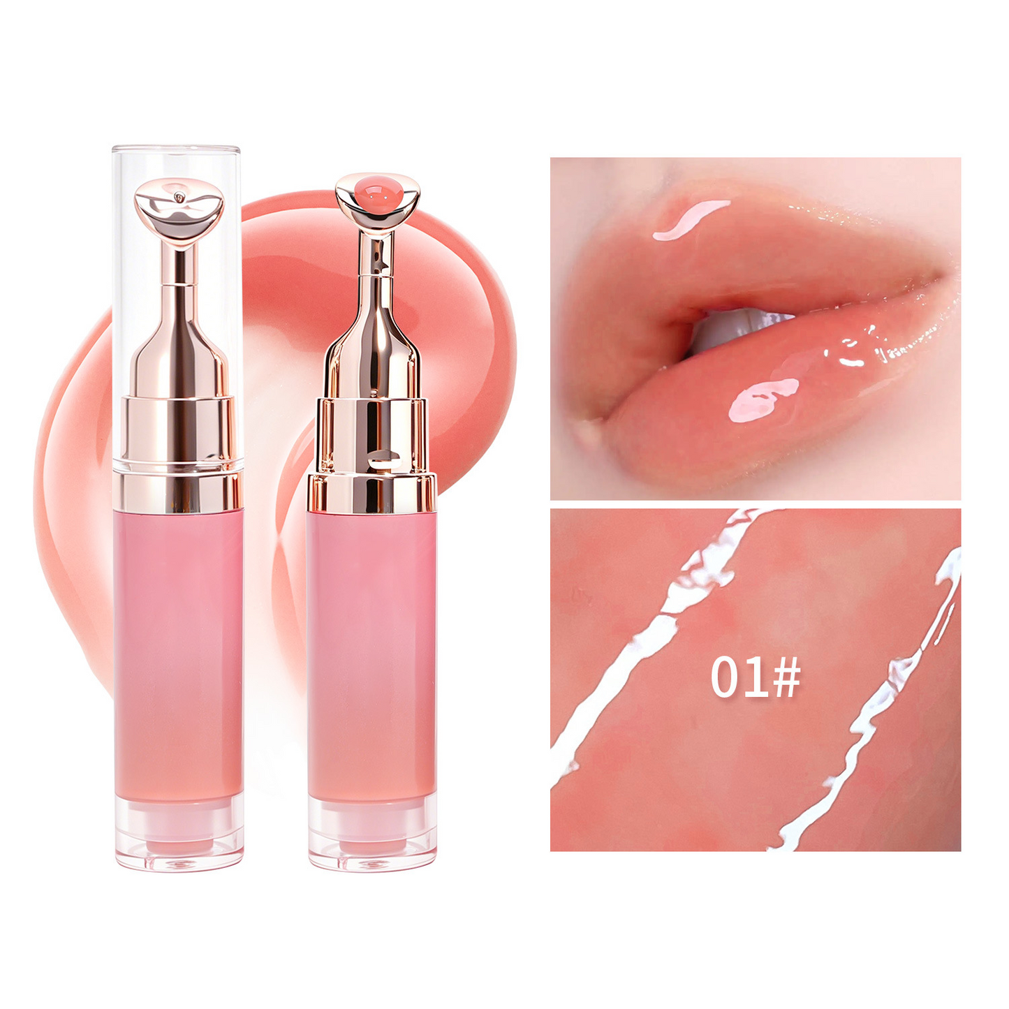 💄Mirror-Finish Lip Gloss Serum with Metal Massage Applicator💋