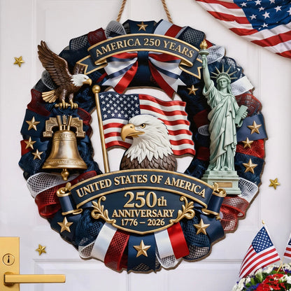 America 250th Anniversary Patriotic Door Sign