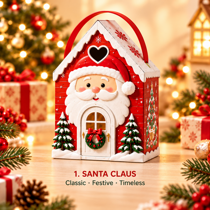 Christmas Cottage Gift Box with Handle – Festive House-Shaped Holiday Packaging