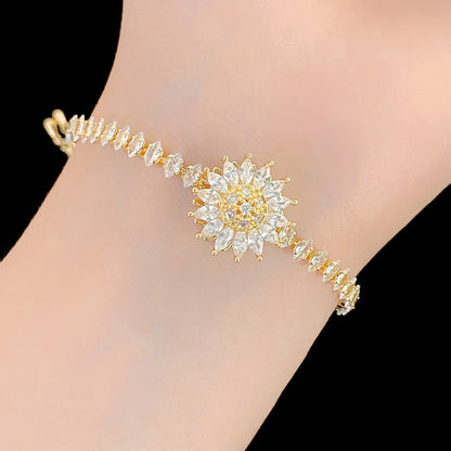 🌻💎 Chic Sunflower Bracelet – Adjustable, Sparkling & Perfect for Any Occasion