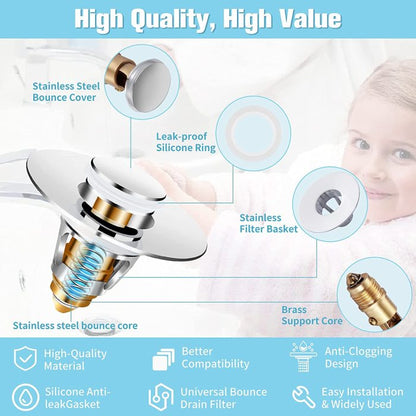 🚰 Universal Pop-Up Sink Drain Filter – Anti-Odor & Anti-Clog