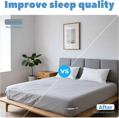 SheetSnug Fitted Bed Sheet Fastener Clips with Locking Strips