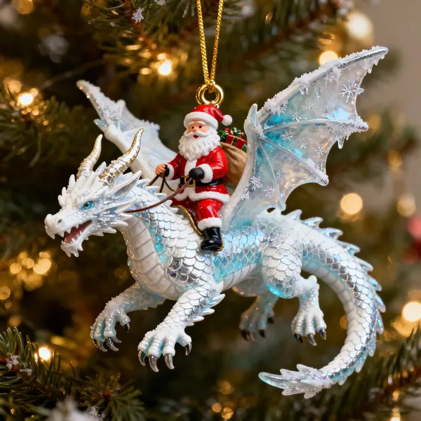 🎅🐉 Santa Riding a Dragon Christmas Ornament🎄 Unique Holiday Tree Decoration
