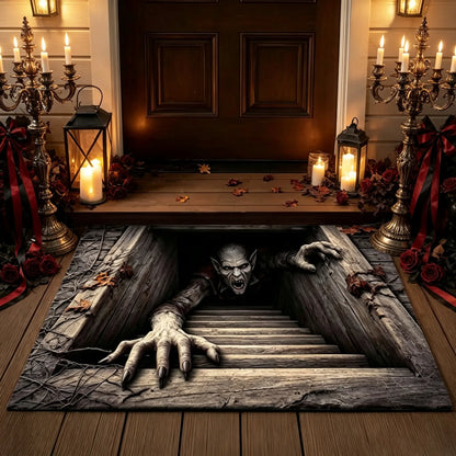 🎃💀 Halloween Front Door Mat – Festive 3D Visual Skull & Clown Horror Rug