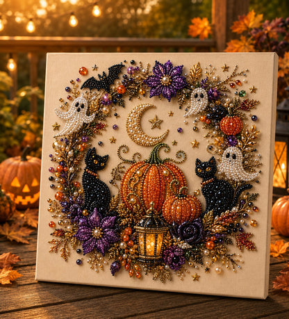 👻✨ Halloween Sparkling Pearl Art DIY Kit 🎃💎 – Create, Decorate & Display 🖼️🧡
