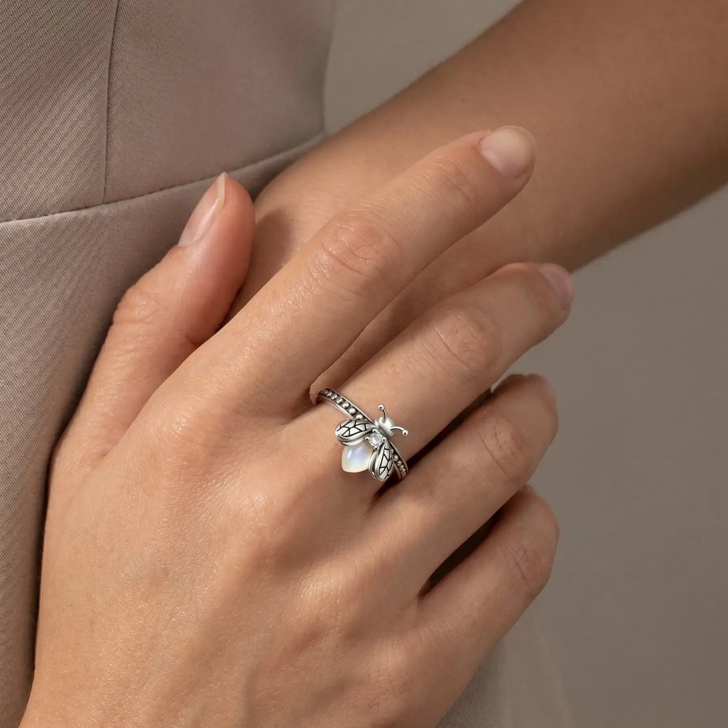 💍Firefly Glow Ring S925 Silver ✨ – Luminous Nature-Inspired Zircon Ring for Women | Cute Night Glow Jewelry Gift for Her