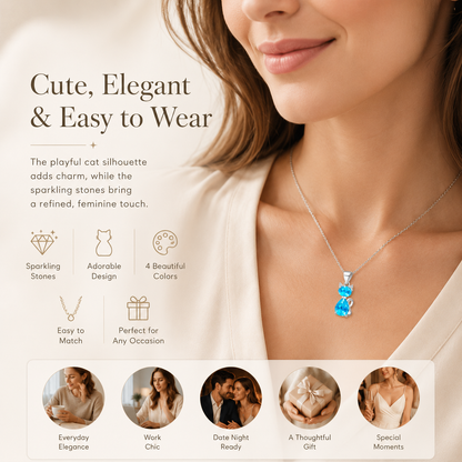 🐾 A Little Companion Close to Your Heart – Sparkling Crystal Cat Necklace ✨