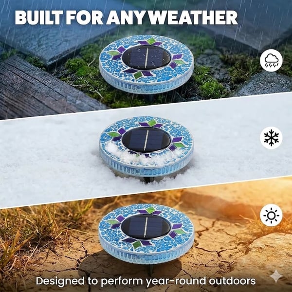 50% OFF !!! ⏰ Solar Disk Lights – Handcrafted Mosaic Outdoor LED Waterproof Light