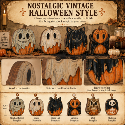 🎃 49% OFF Today | Vintage Wooden Pumpkin Tabletop Decor 🍂 Rustic Halloween Home Decoration