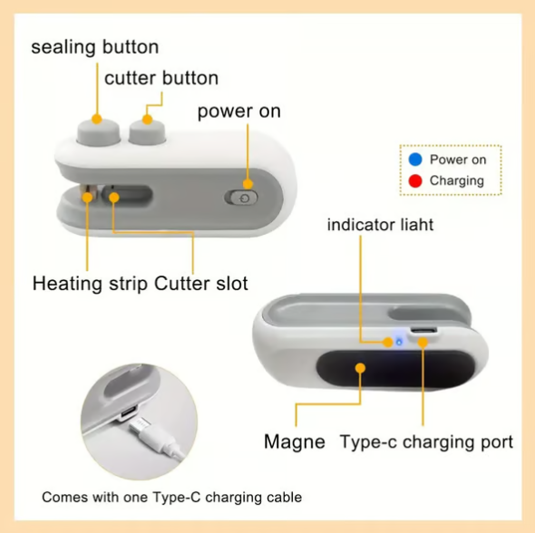 🔥Mini Bag Sealer with Cutter and Magnet