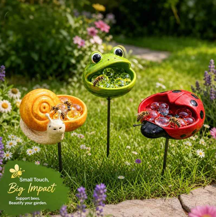 🐝 Cute Animal Design Garden Watering Station, Outdoor Decorative Water Bowl