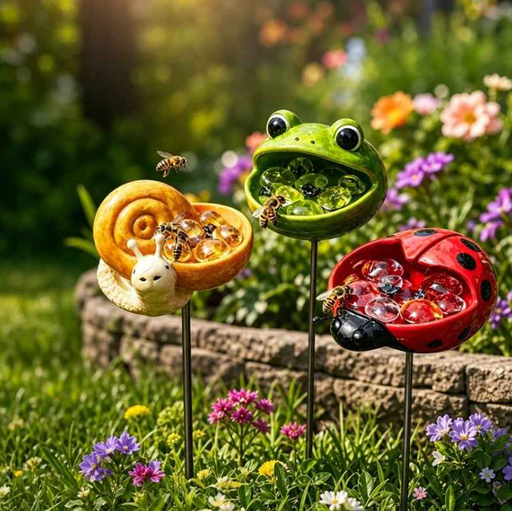 🐝 Cute Animal Design Garden Watering Station, Outdoor Decorative Water Bowl