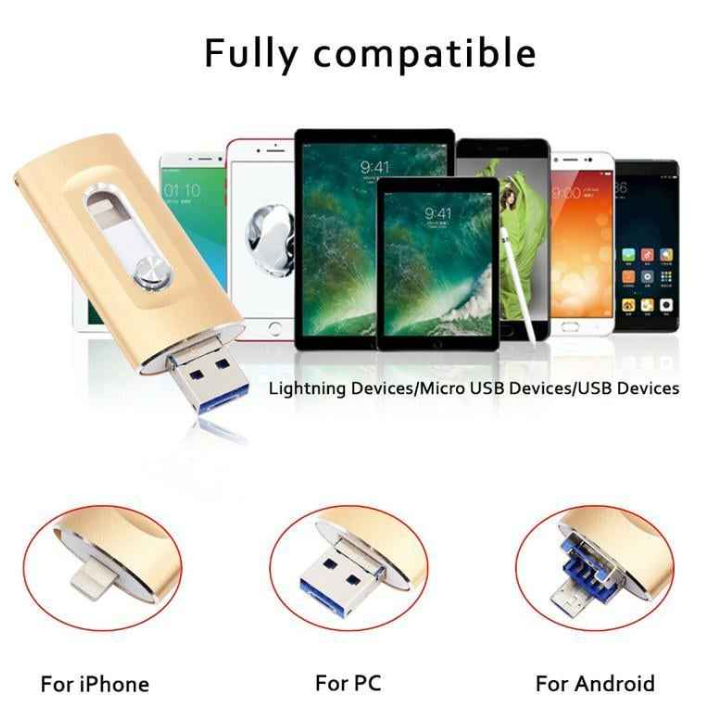 ⚡ Easy To Take ⚡ Portable USB 3.0 Flash Drive | 3-in-1 Storage for All Devices
