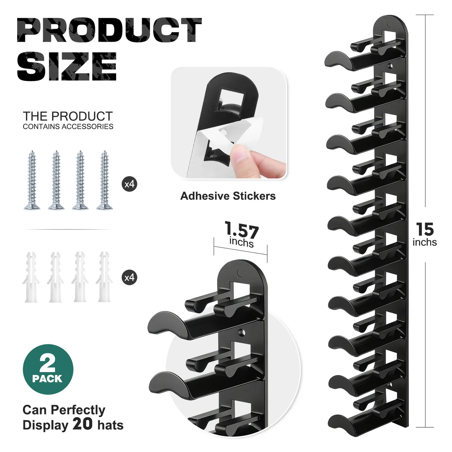 🧢Wall-mounted hat rack – each rack can hold 10 hats🧢