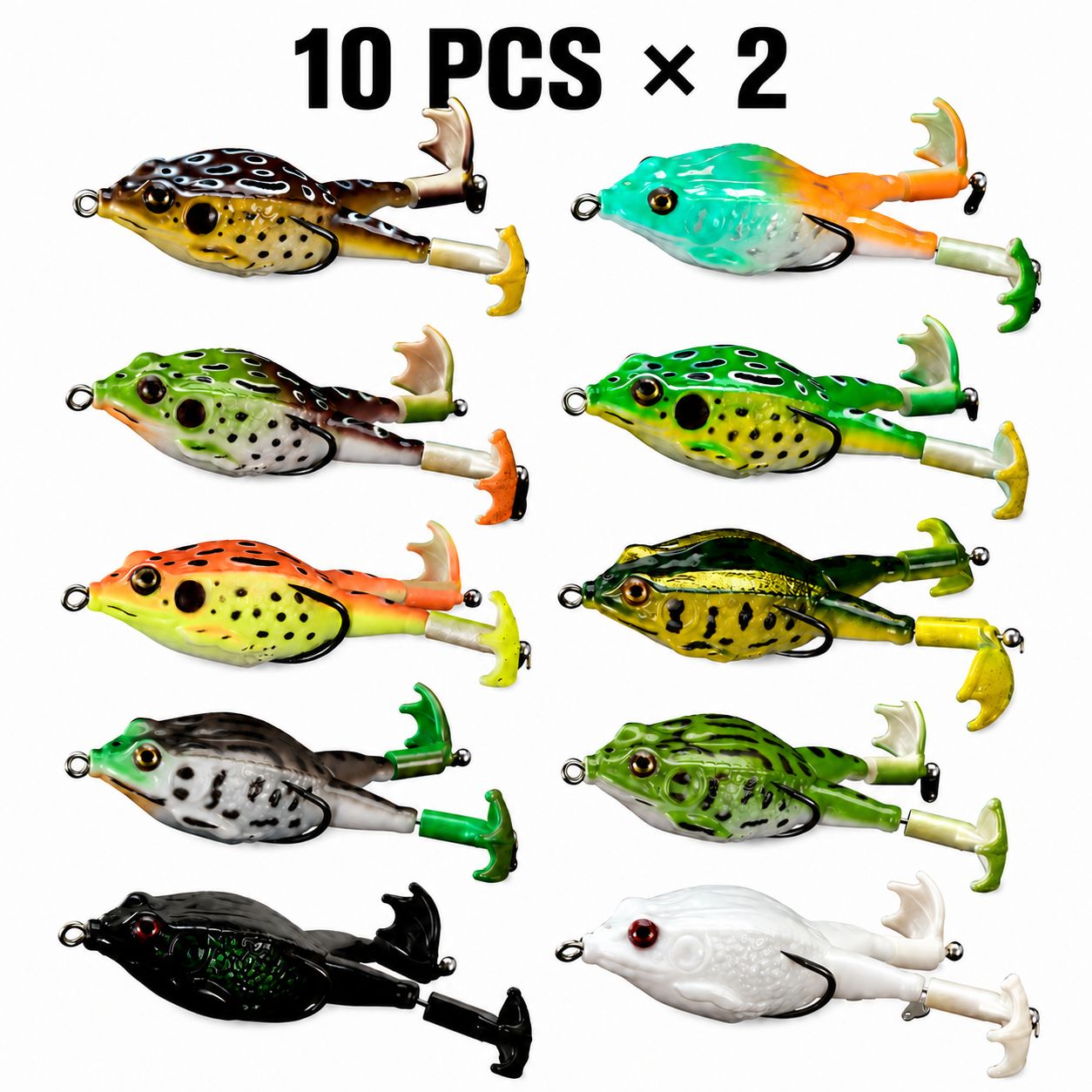 🔥 Save Over 50% Today! 🐸 Mixed-Color Weedless Frog Lures with 360° Propeller Feet