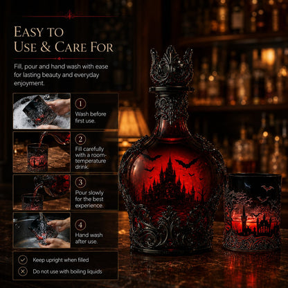 🦇🍺Gothic Vampire Castle Whisky Decanter & Tumbler(📦Buy 2 Free Shipping)