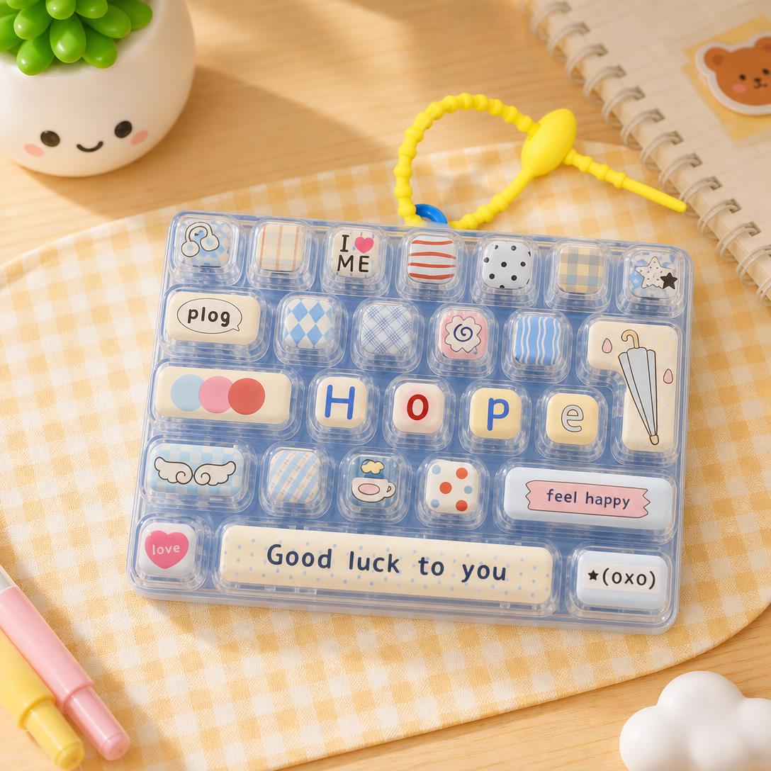 🐱26-Key Mini Mechanical Keyboard Fidget Toy Keychain