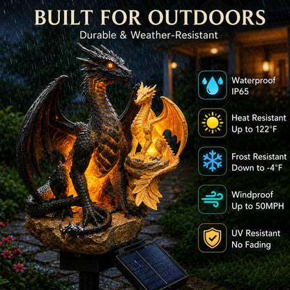 🎁 Dragon Lover's Gift 🐉 Solar LED Dragon Statue – Waterproof Garden & Patio Ornament