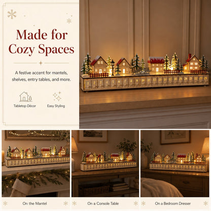 🎄🎅🎁 Christmas Magic ✨❄️ Lighted Wooden Christmas Advent Calendar 🔔 24 Drawers for Festive Holiday Countdown
