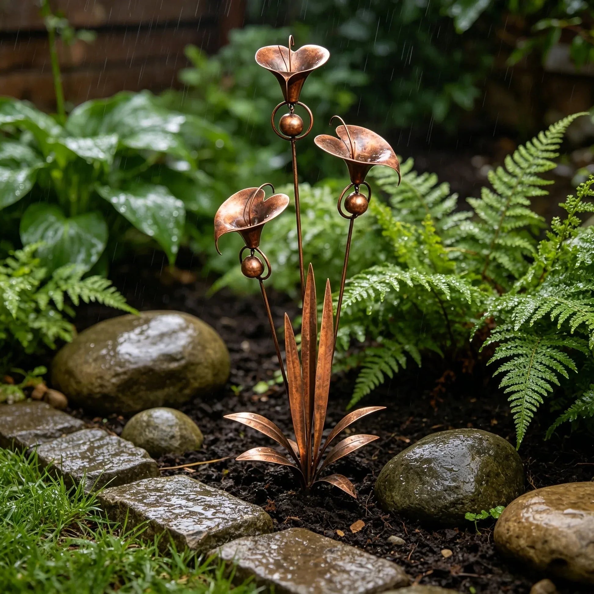 🏡Flamed Three Calla Lilies Garden Stake with Bells-yy