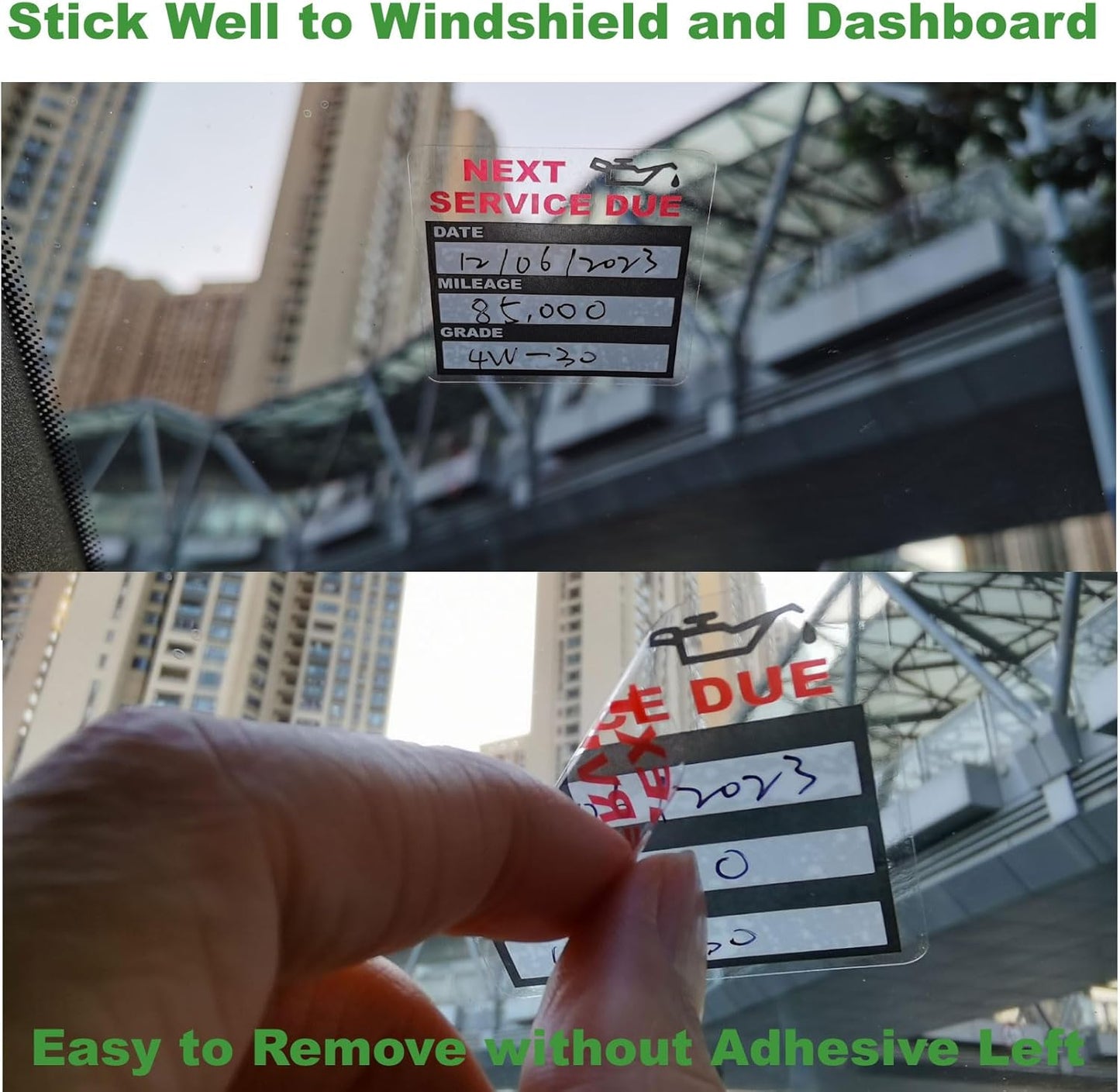 Oil Change Stickers Static Cling, 100pcs 2x2 Inches