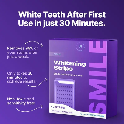 🦷 Purple Teeth Whitening Strips – 42 Strips 21 Whitening Sessions – Enamel Safe – Stain Removal – Non-Sensitive – Peroxide-Free