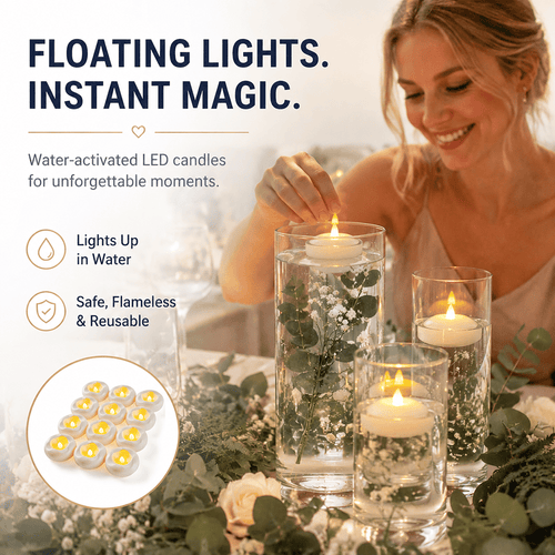 🕯️ Water-Activated Floating LED LED candle shape – Flameless Waterproof Ambiance for Any Occasion