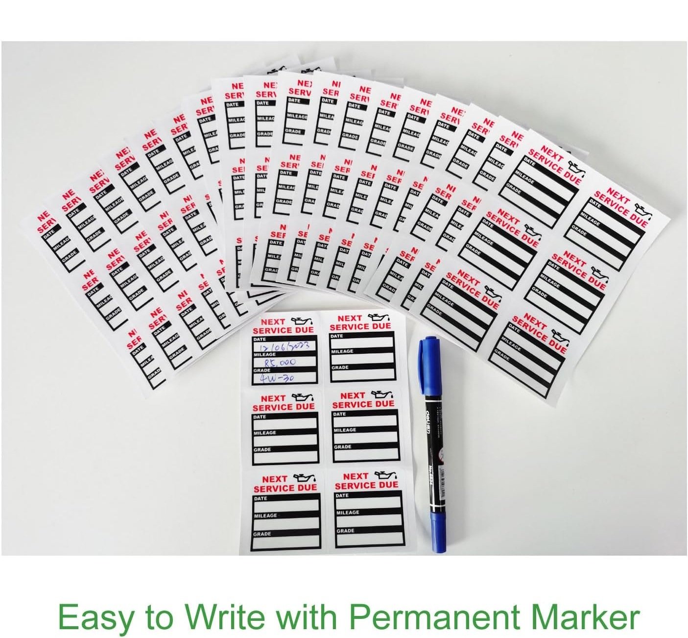 Oil Change Stickers Static Cling, 100pcs 2x2 Inches