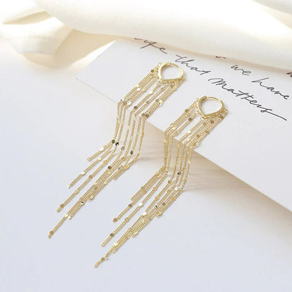 🎉✨14K Gold Plated Long Tassel Earrings for Women