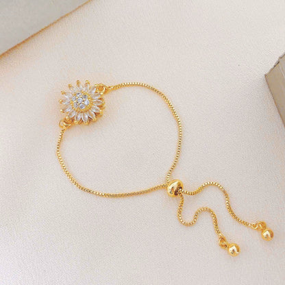 🌻💎 Chic Sunflower Bracelet – Adjustable, Sparkling & Perfect for Any Occasion