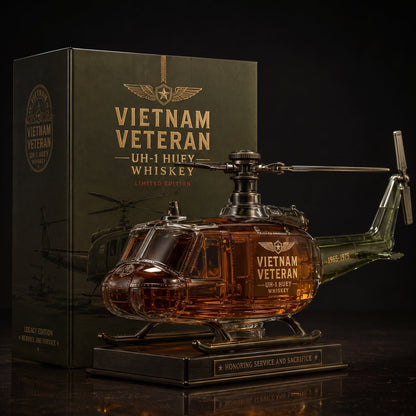 Vietnam War Veteran UH-1 Huey Helicopter Commemorative Whiskey Decanter (1965–1975)