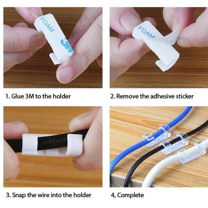 🏠🔌No-Drill Cable Organizer Clips – Strong Hold, Clean Look & Easy Installation