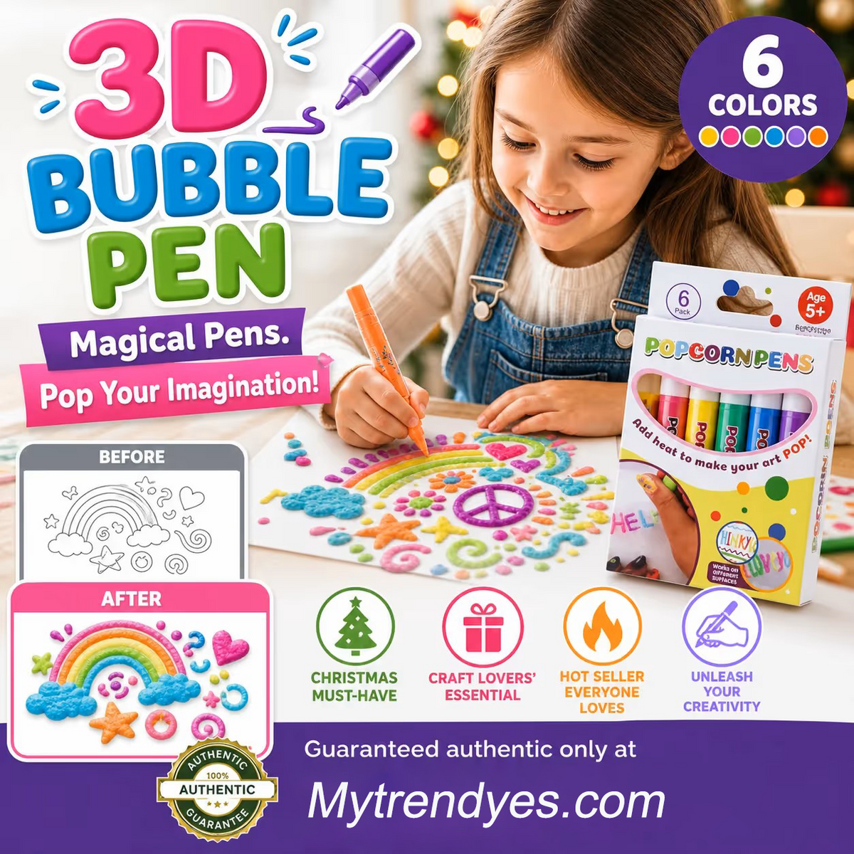 🎁🔮Magic Pen – Draw in 3D with a single stroke!🎄 DIY bubble "popcorn" effect drawing pens – Buy 3 Get 2 🔥