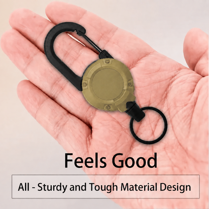 🔑Retractable Carabiner Keychain – 65cm steel lanyard, 100,000 pull cycles. Lightweight & sturdy.
