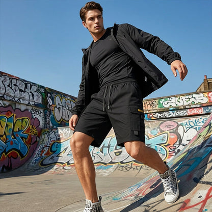 👨🩳 Men's Casual Cargo Shorts – Elastic Drawstring Waist & Utility Pockets