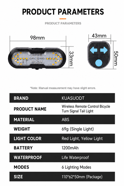 🔥Hot Sale🚴 Ride Safer at Night with Remote Turn Signals