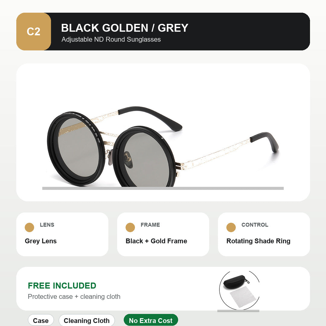 🕶️ 9-Level Adjustable ND Sunglasses | Retro Rotating Filter Style ✨