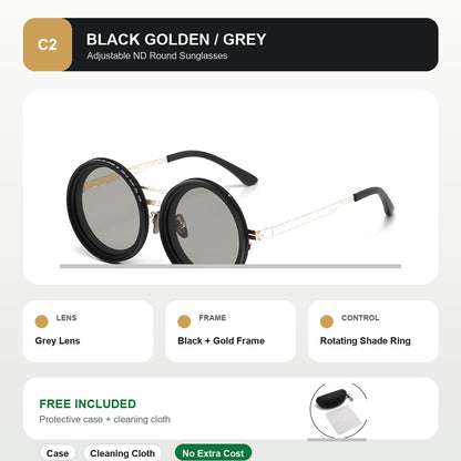 🕶️ 9-Level Adjustable ND Sunglasses | Retro Rotating Filter Style ✨
