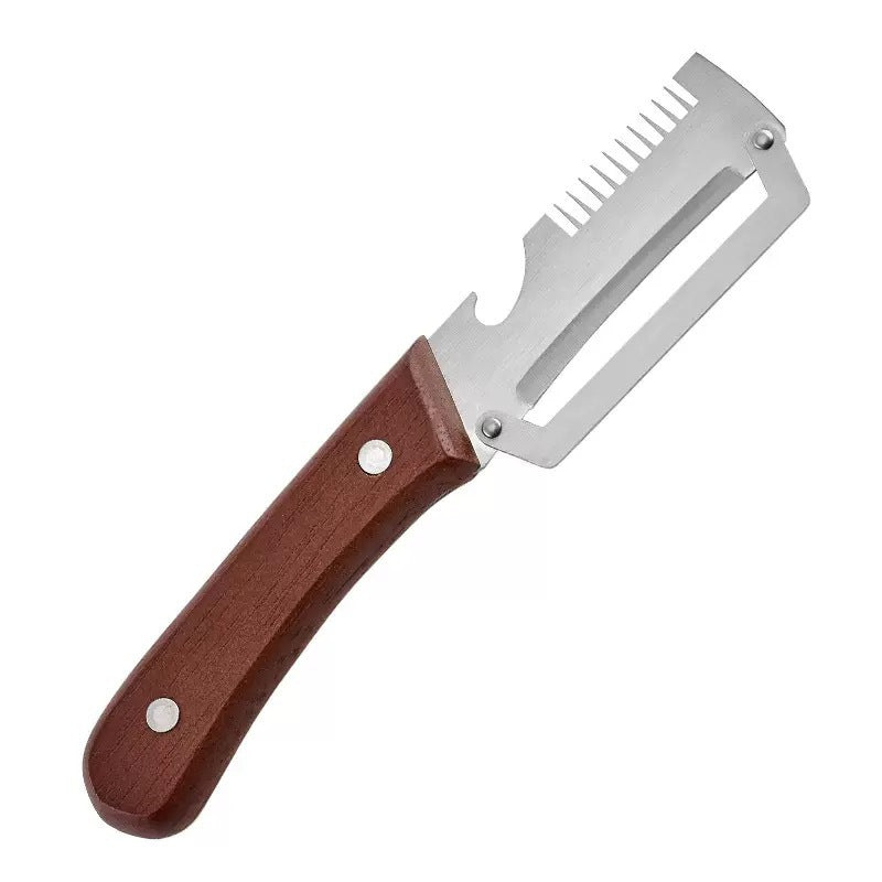 🔪Wooden-Handled Vegetable & Fruit Peeler🥕 - Stainless Steel Blade with Built-In Bottle Opener