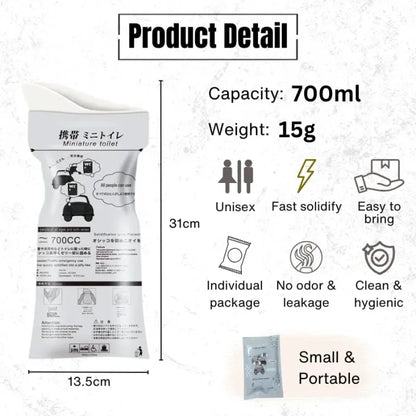 🔥 2026 Travel Essential 🚗 700ml Portable Emergency Urinal Bags – Disposable, Leak-Proof & Unisex Outdoor Relief