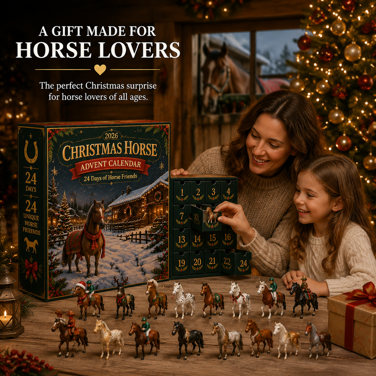 Opening a numbered drawer on the Horse Advent Calendar