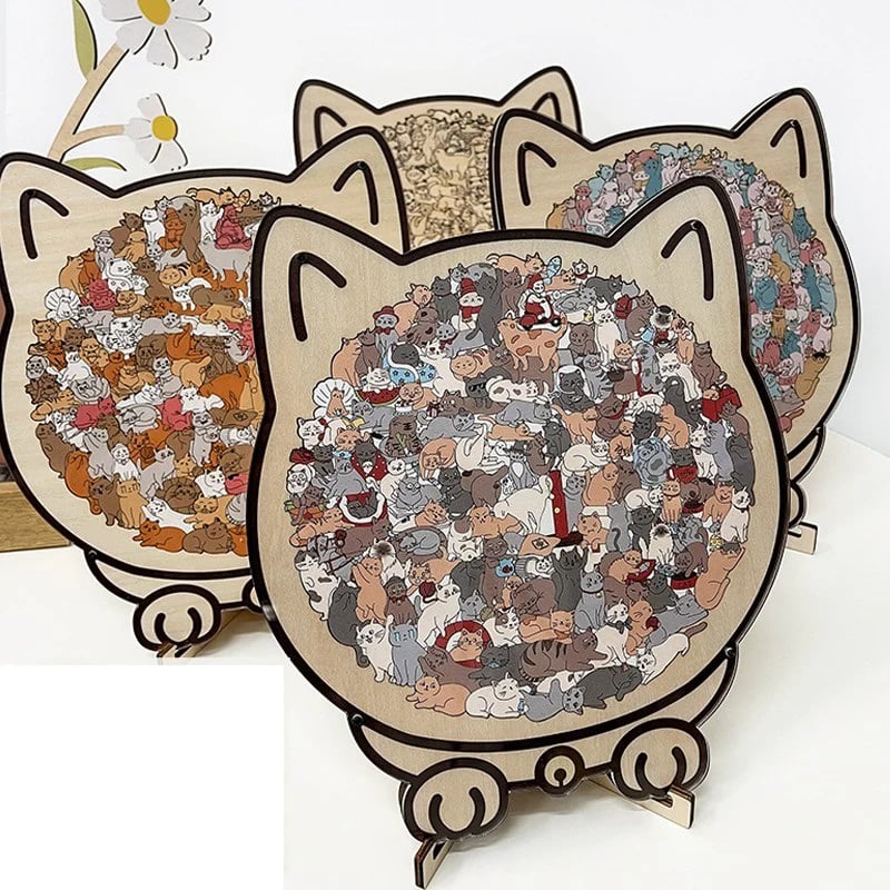 🔥LAST DAY 50% OFF - 🐱🐶 Cute Cat and Dog Puzzle – A Wooden Work of Art You Can Build🧩