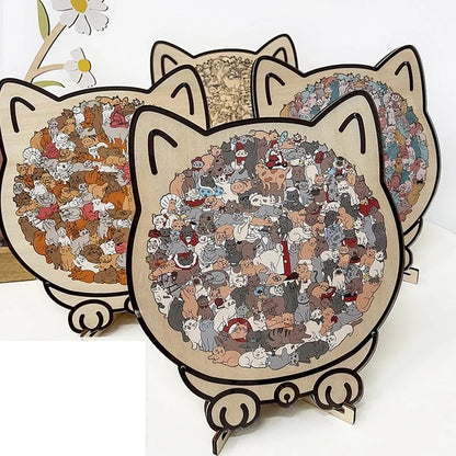 🔥LAST DAY 50% OFF - 🐱🐶 Cute Cat and Dog Puzzle – A Wooden Work of Art You Can Build🧩