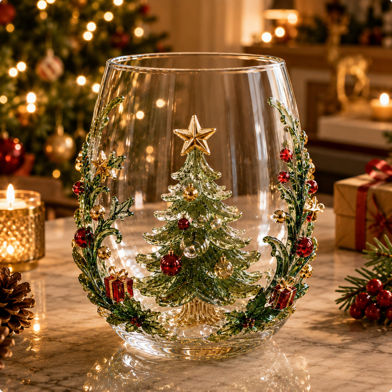 🎅Magical Christmas  Glass Cup Collection – Santa, Reindeer, Snowman & Christmas Tree